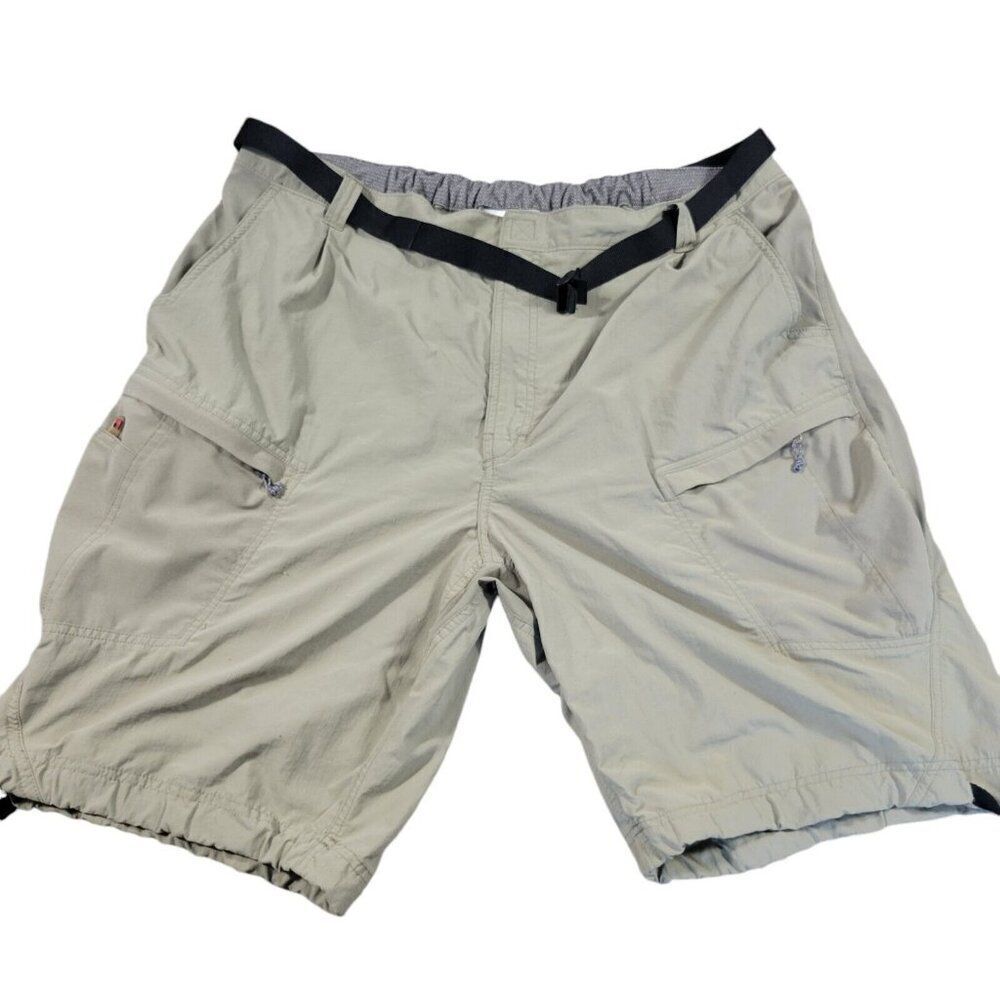 Woolrich Shorts Mens XL Beige Cargo Hiking Nylon Lightweight Belted Adjustable